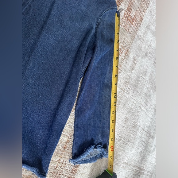 Maven West tencel denim top. Split back with fringe. - Picture 5 of 8